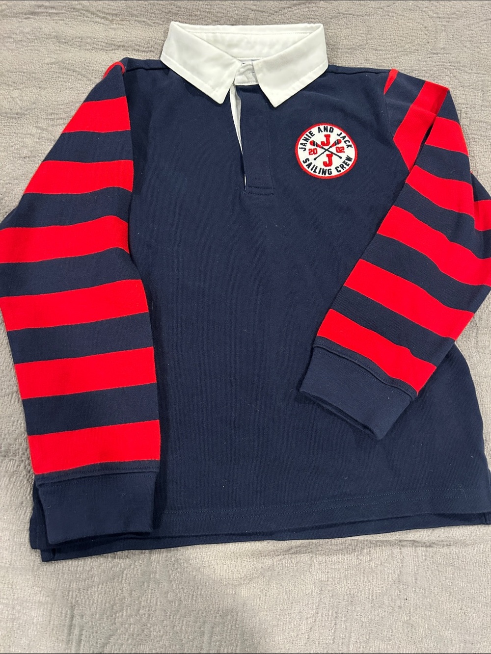 Janie & Jack Navy & Red Striped Rugby Polo - Kids